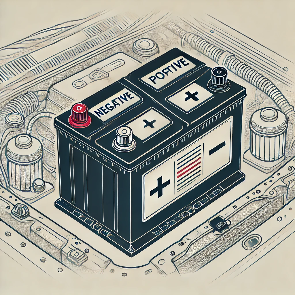 an image that clearly shows the location of car battery terminals